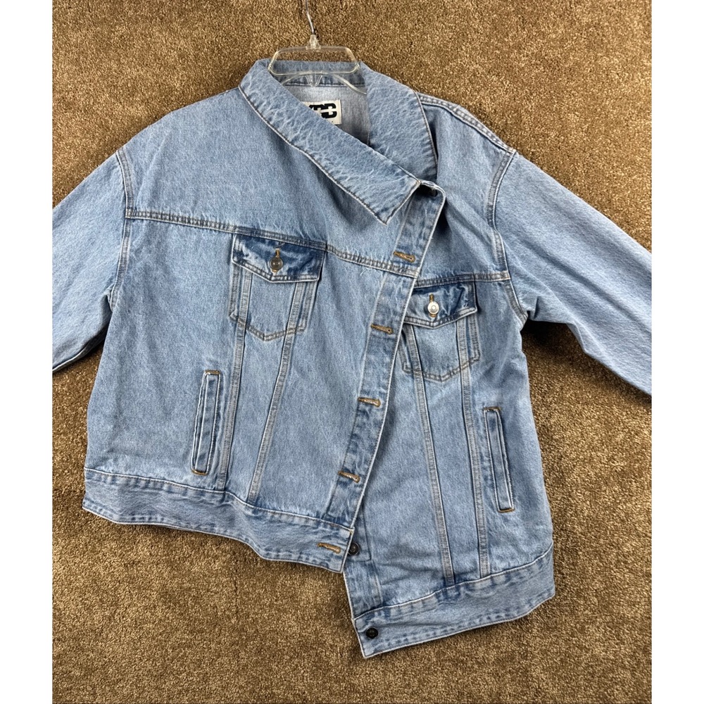 Kahlana Barfield Brown Target Asymmetrical Denim Jacket Light Wash Blue KBB0-011